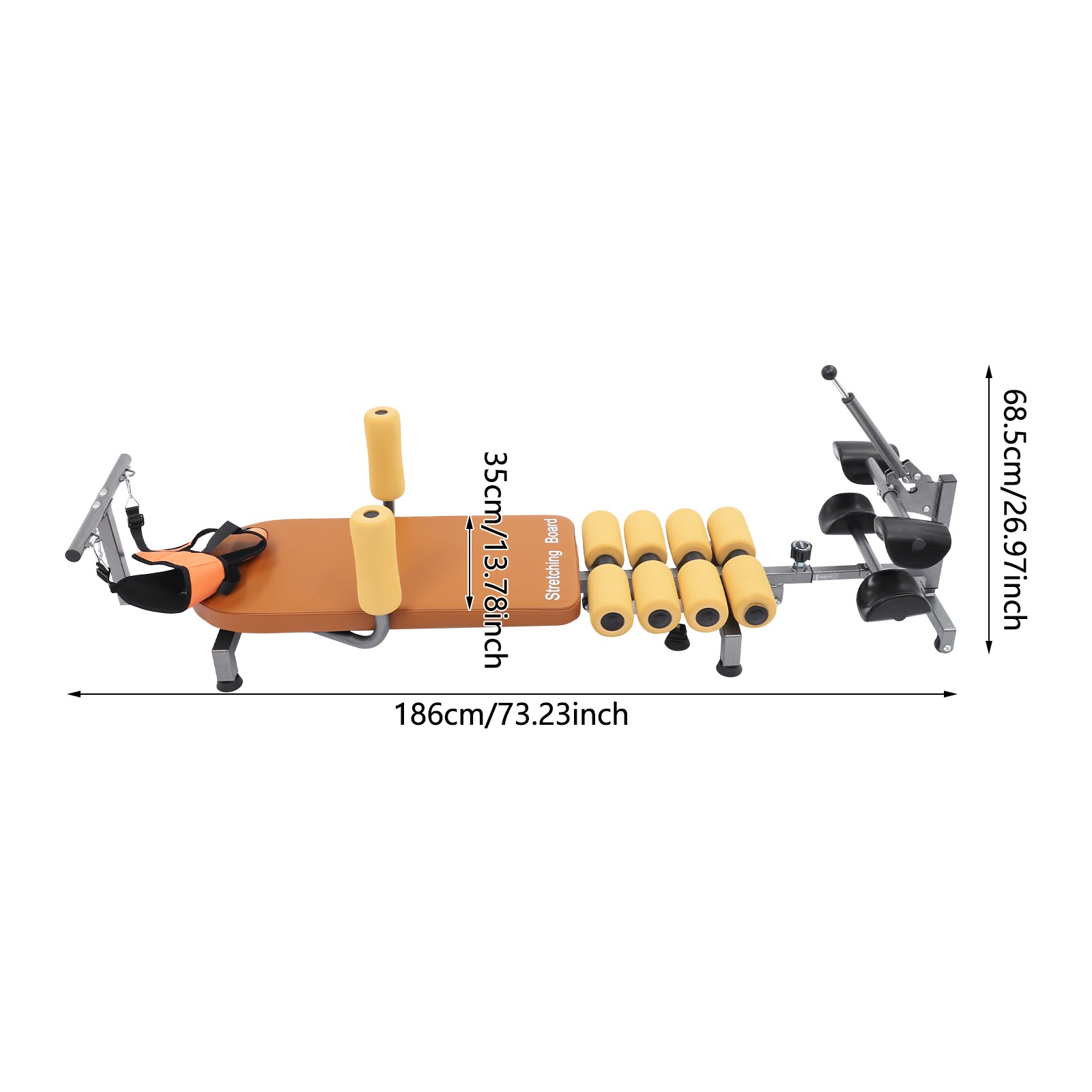 Adjustable length Brown Electric Stretching Bench With 4 Rubber Support Feet