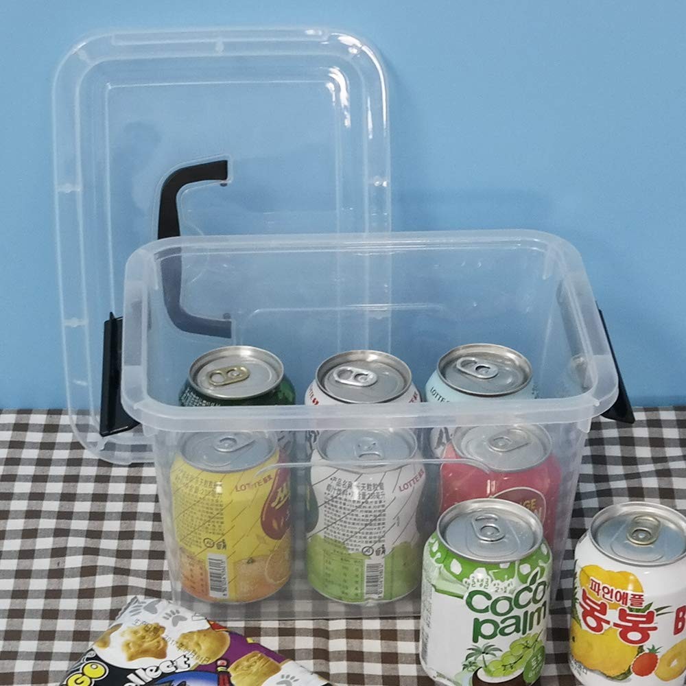 4 PCS 6 Quart Small Clear Plastic Stackable Storage Bins Latching Lids