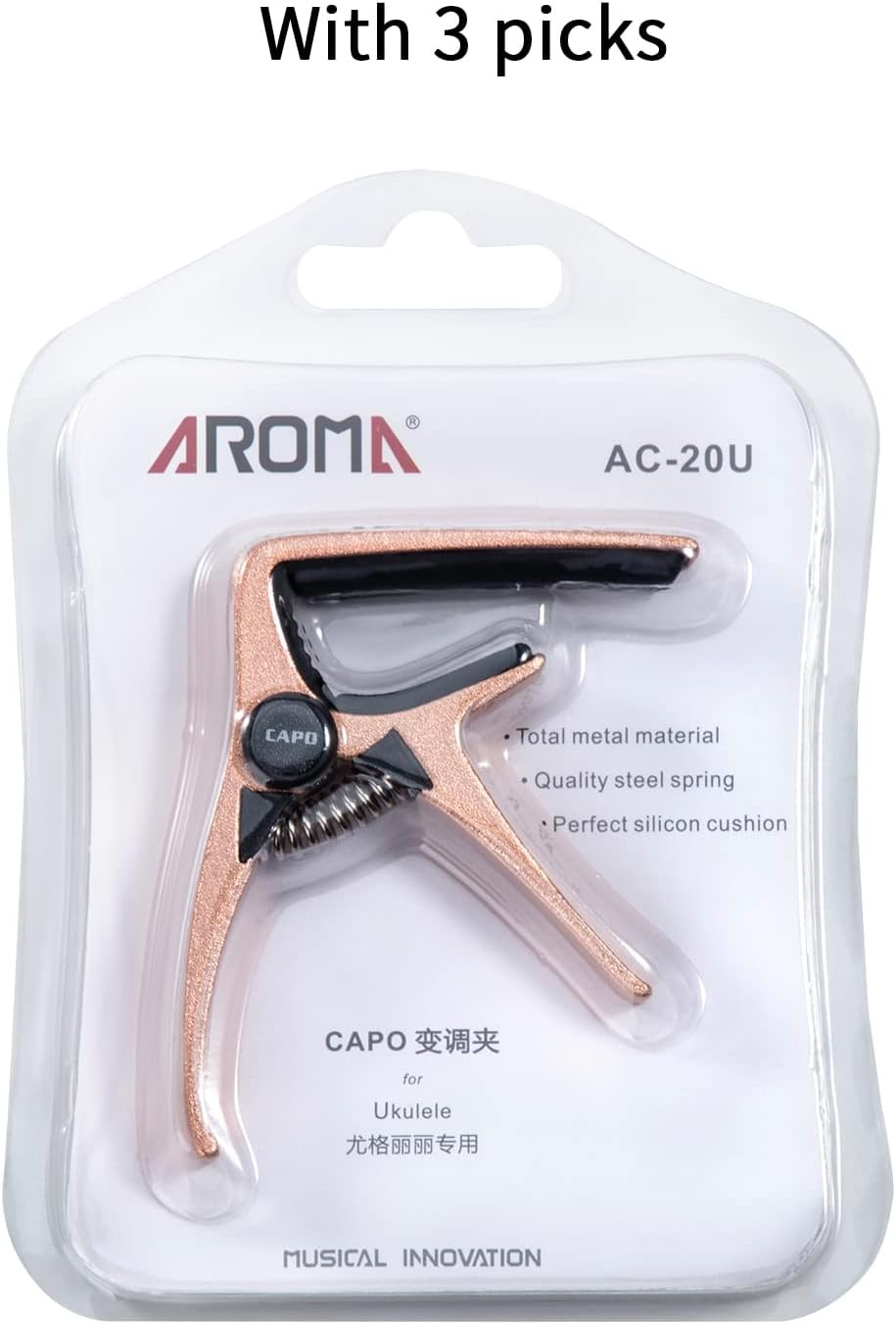 Mini Size Professional Ukulele Capo for 4 String Small Guitars and Mandolin, Haw