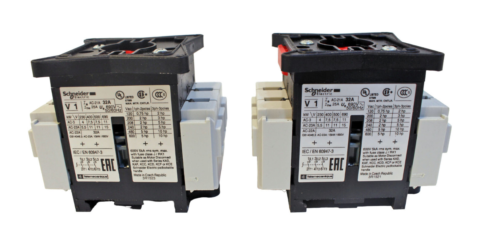 Lot 2 ea Scheinder Telemecanique IEC/En 60947-3 Disconnect Switch Missing Parts