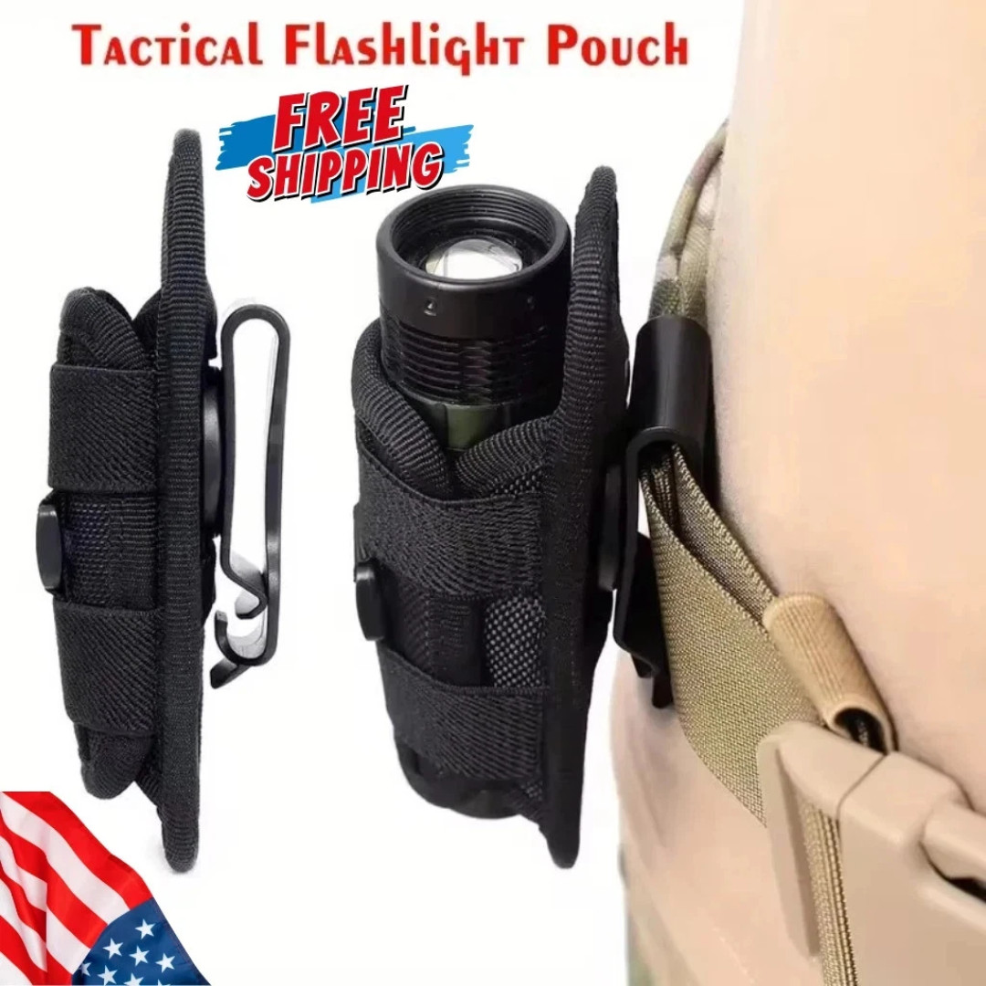Tactical Flashlight Holster Duty Belt Pouch Rotatable Clip 360 Degree Holder US