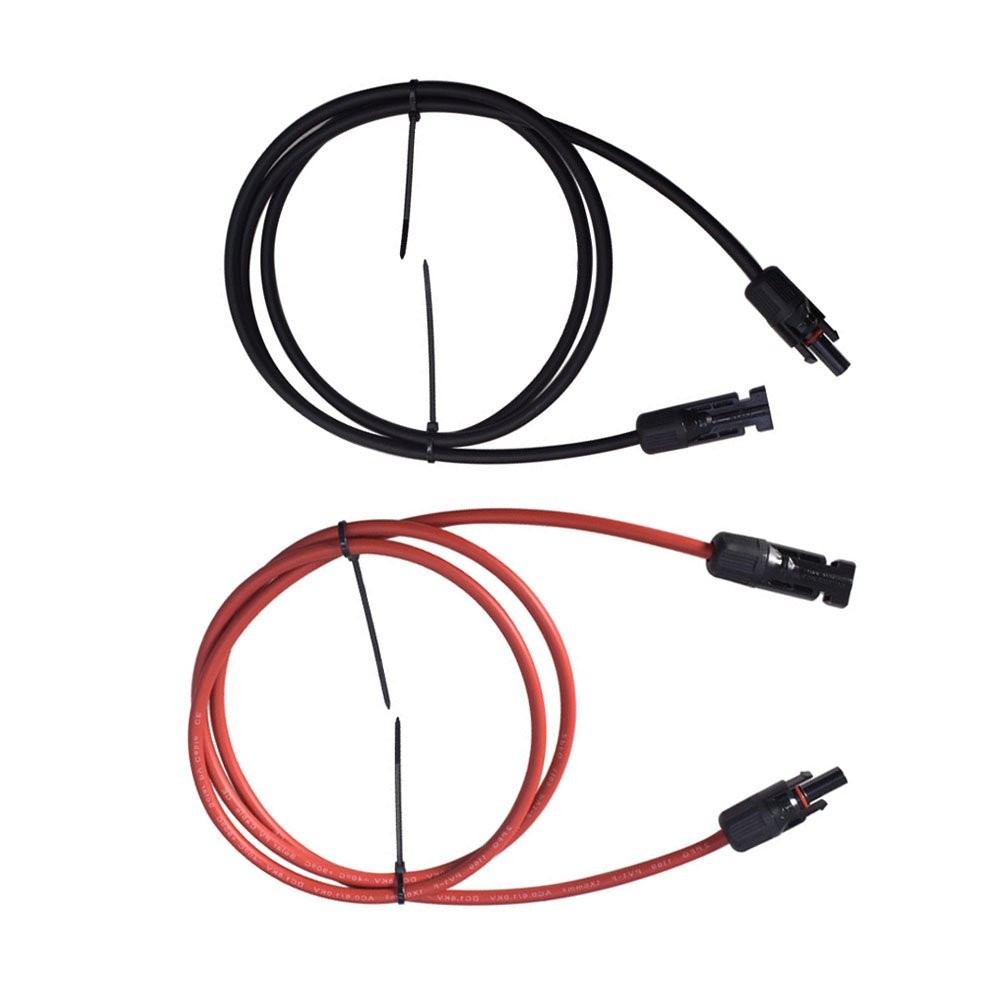 1 Pair 12AWG Black And Red Solar Panel Extension Cable Wire Connector 12AWG