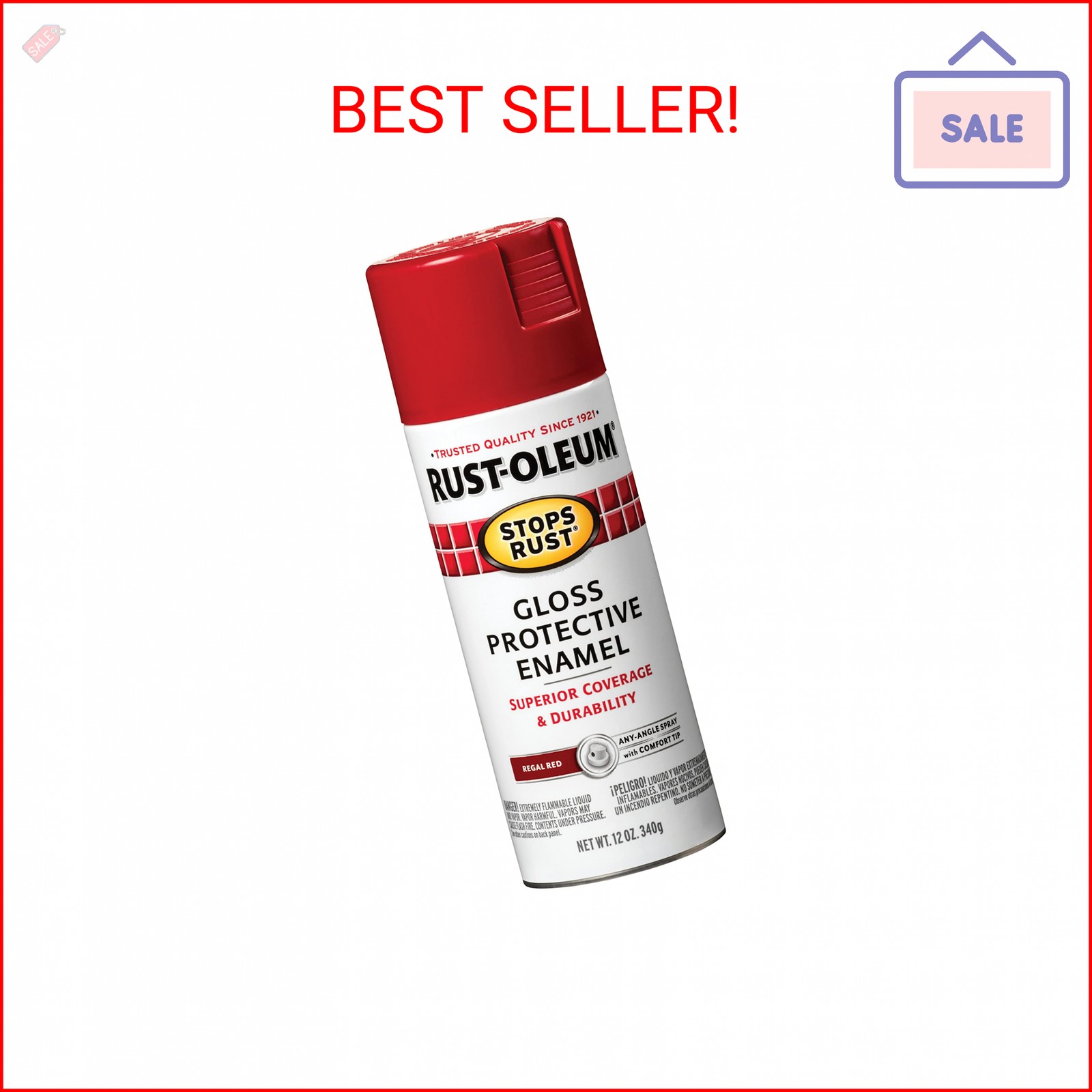 Rust-Oleum 7765830 Stops Rust Spray Paint, 12 oz, Gloss Regal Red