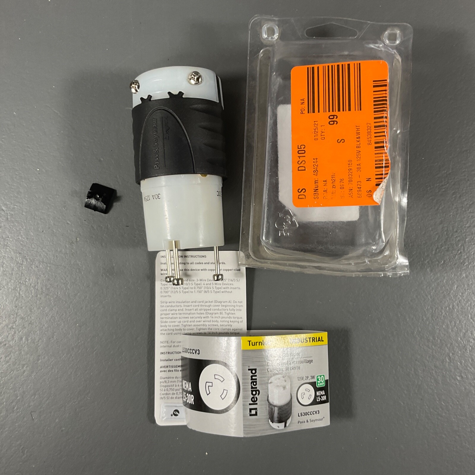 Legrand Turnlok Industrial Locking Connector 30 Amps 125 Volts 3W - L530CCCV3
