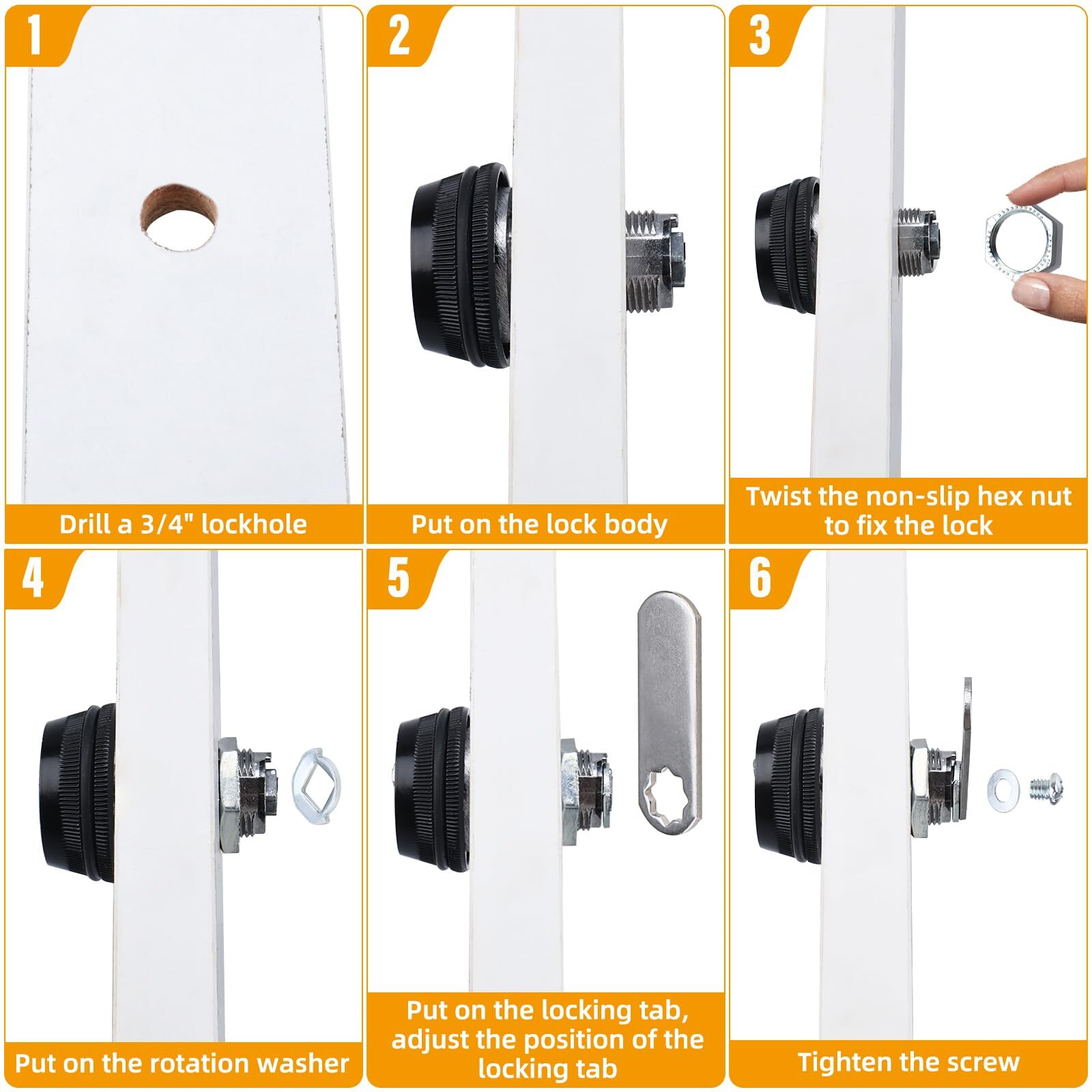 RealPlus Combination Cam Locks 3/4" Cylinder Cabinet Lock Security Cam Lock