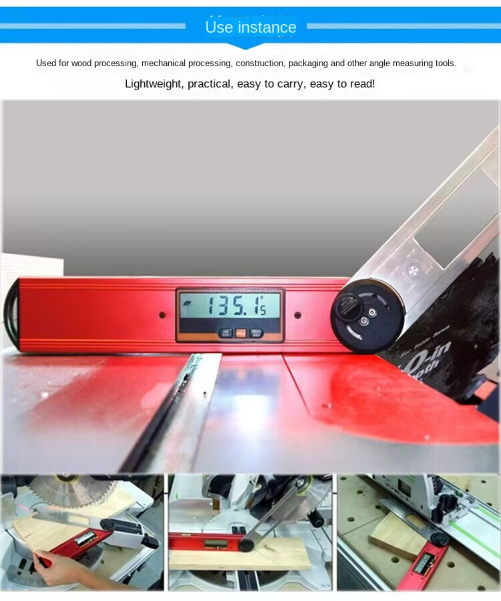 10" 360 ° Rotation Angle Digital Protractor Tool Waterproof Analog Quadrant New