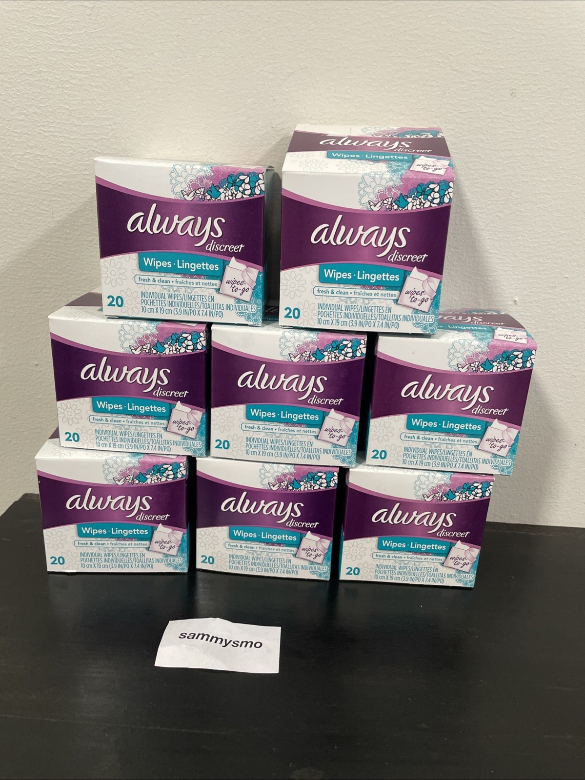 Always discreet Feminine Wipes Fresh & Clean Individual Wipes To Go 20 Ct x8