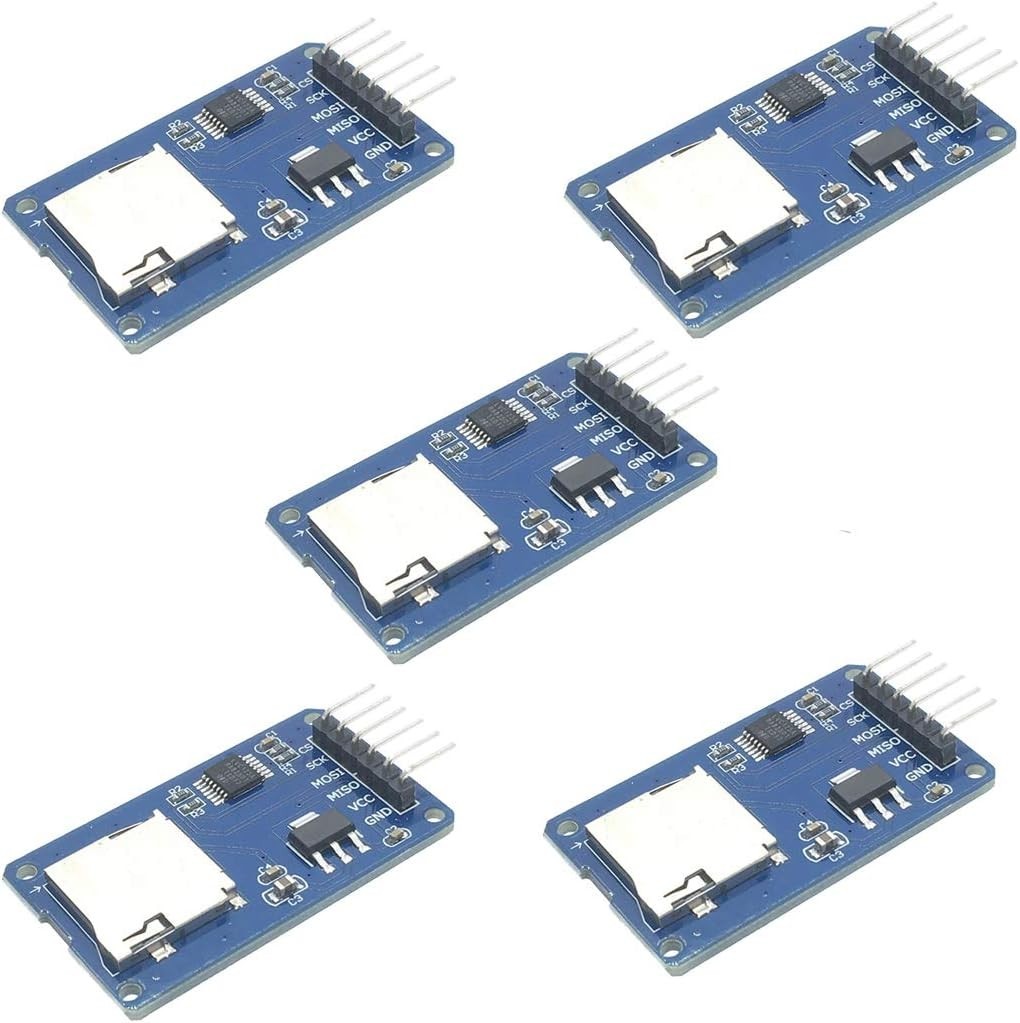 5-Pack Micro SD TF Card Reader Modules – SPI Interface for Arduino Projects