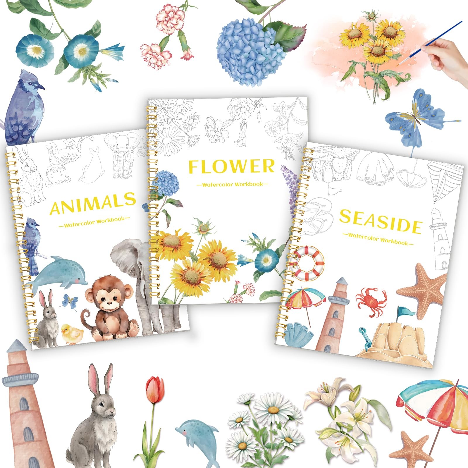 3Pcs Workbook - Coloring Book for Beginner, Coloring Books for Adults with St...