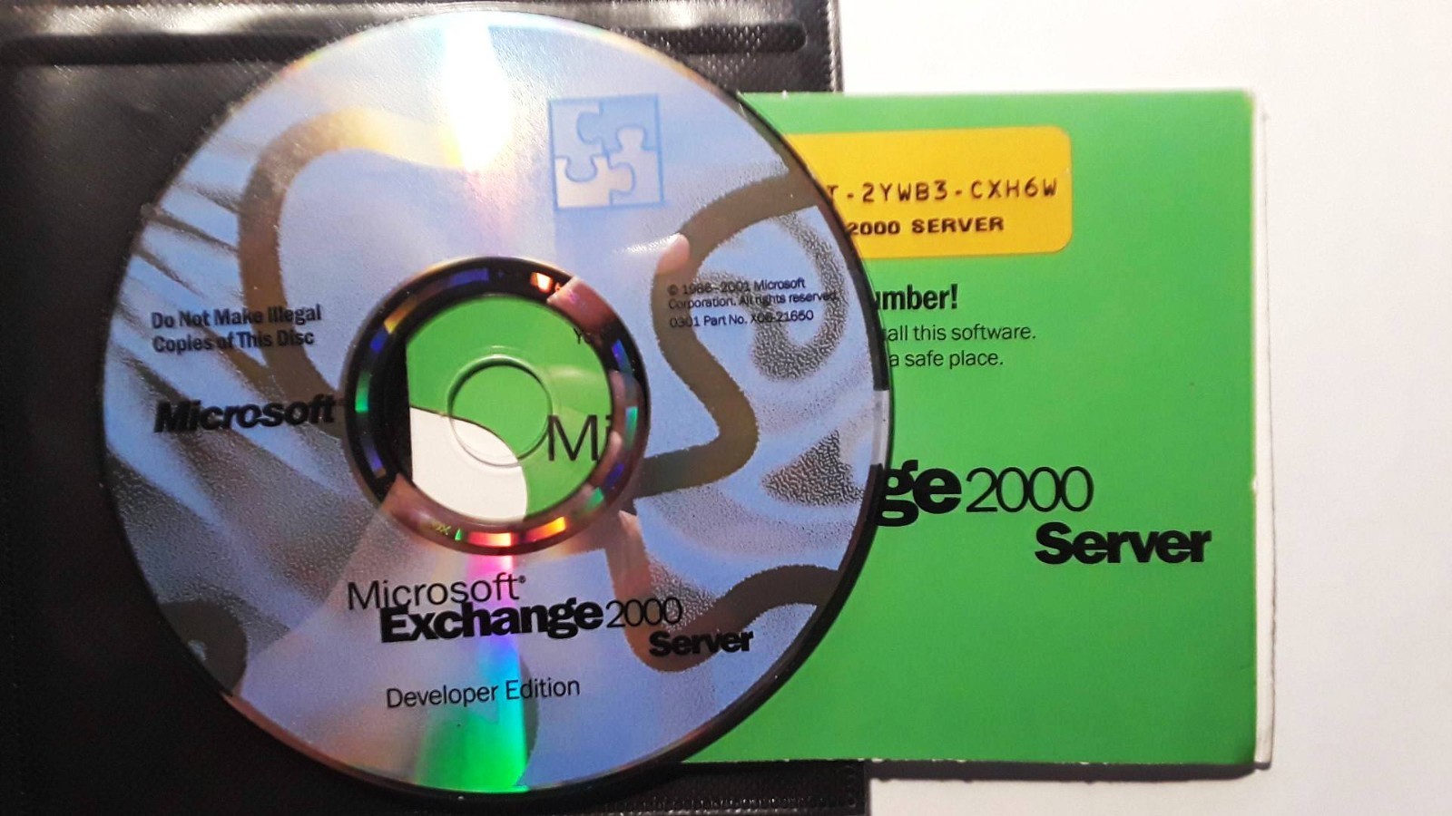 Microsoft Exchange 2000 Server Developer Edition Install CD w/ Key & License