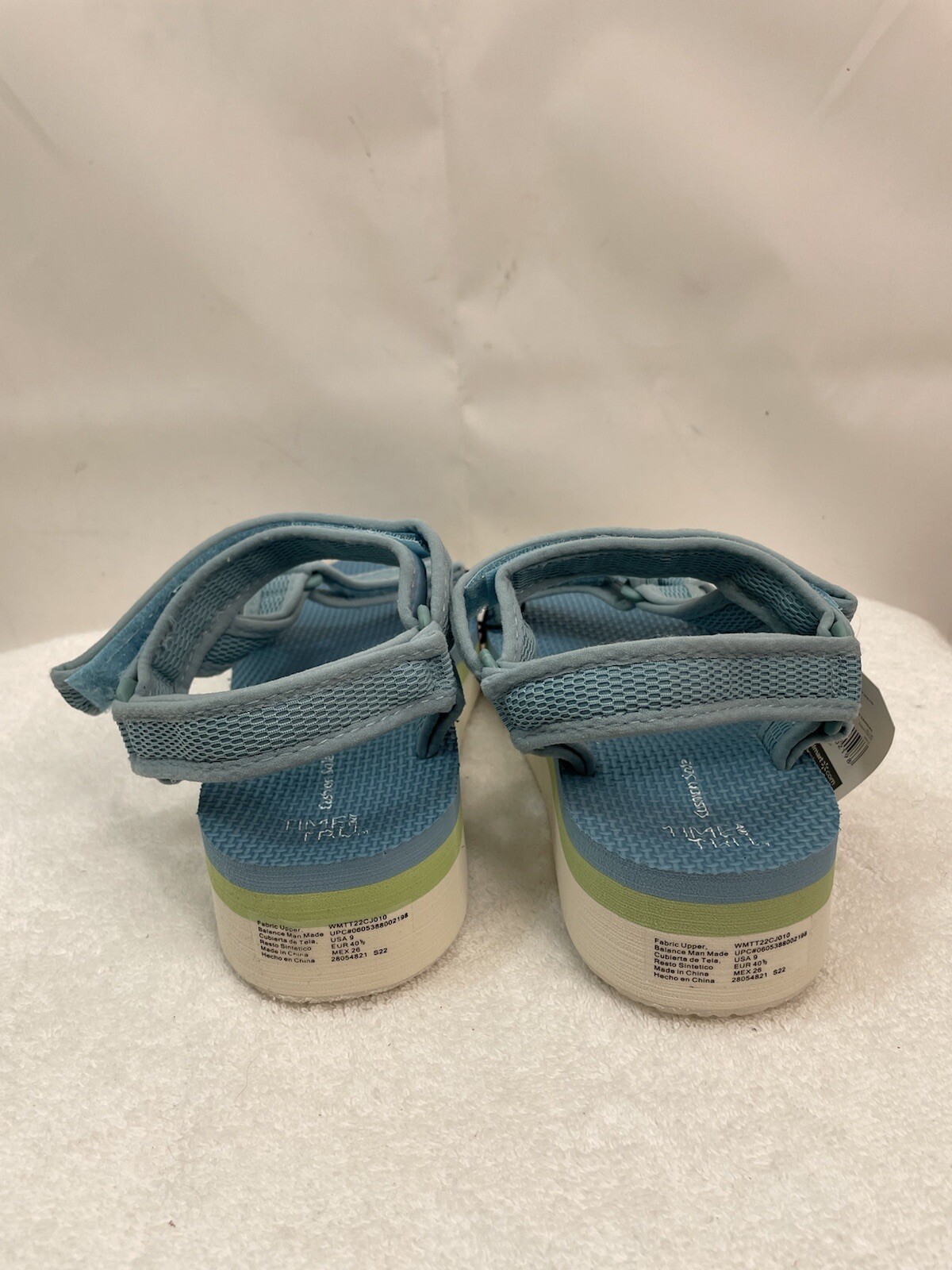 Time and Tru Women's Blue Hook & Loop Platform Nature Sandal