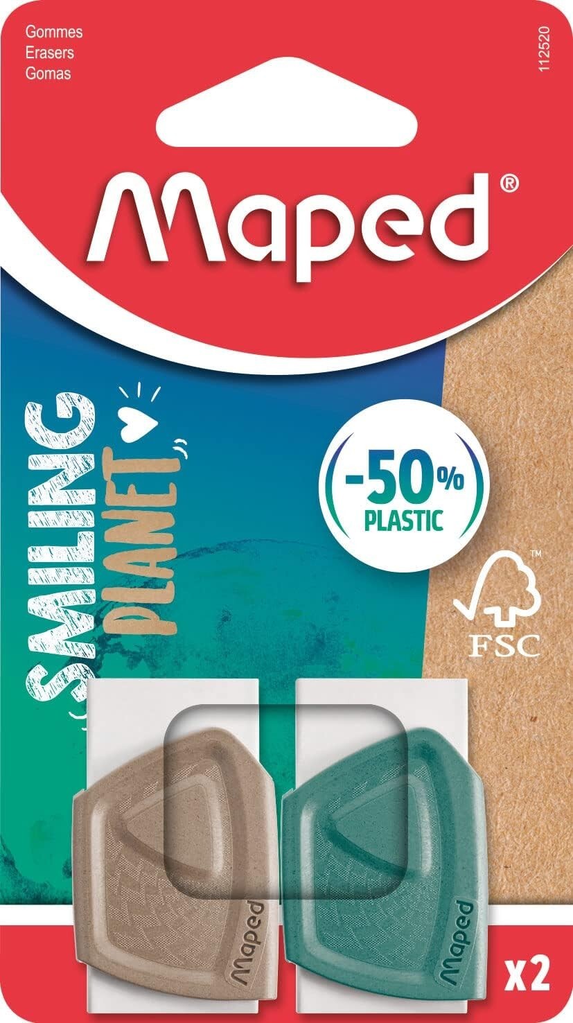 Maped Eraser Smiling Planet x2 - Ergonomic, Brown/turquoise