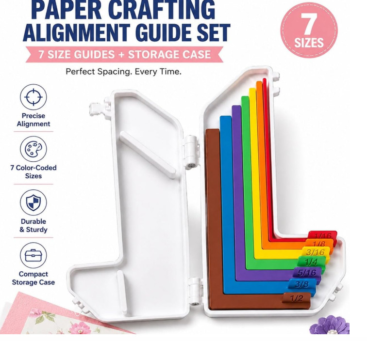 Paper Crafting Alignment Guide Set with Case, 7 PCS Precision Layering Matting C