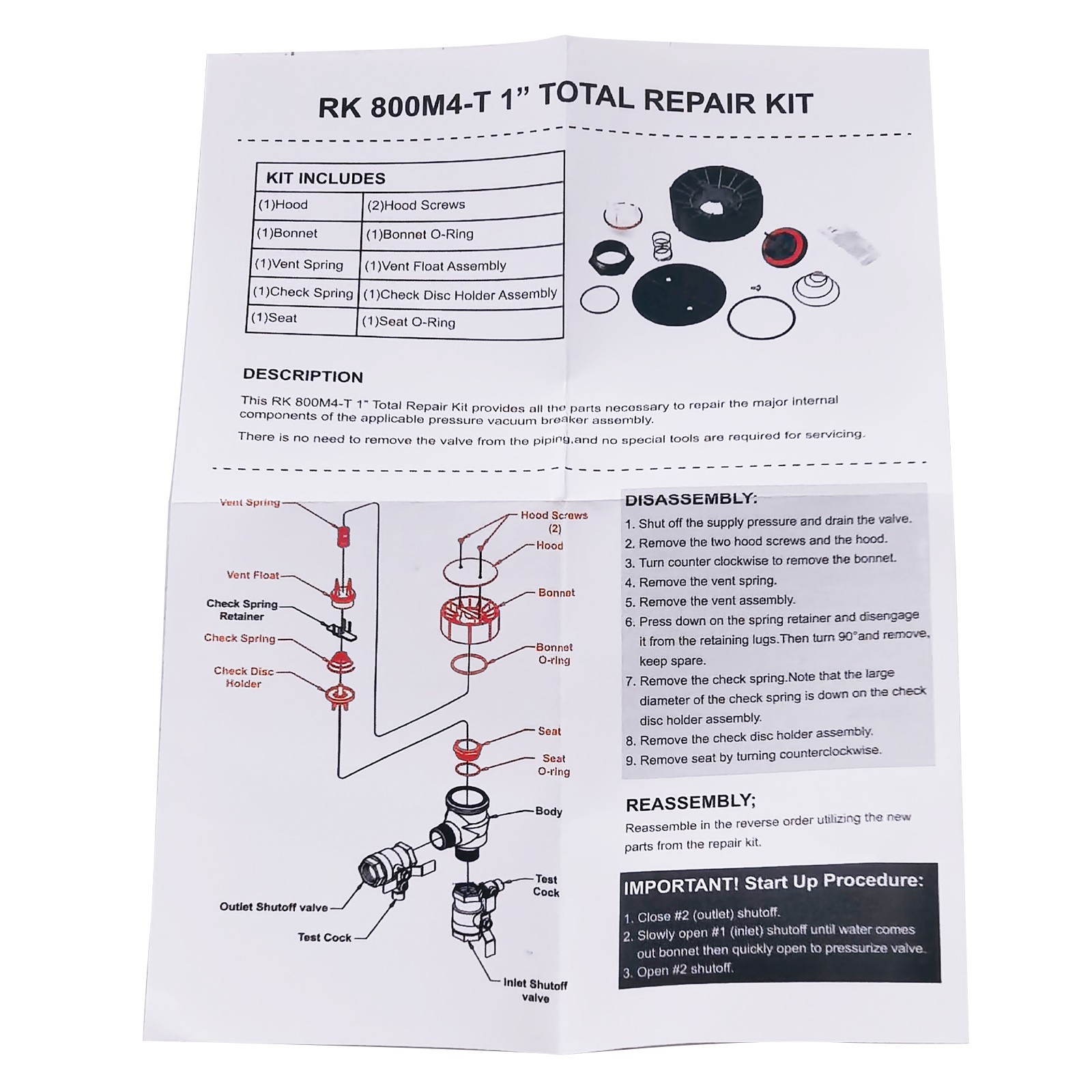 1" 800M4 PVB Repair Kit For Watts LF800M4