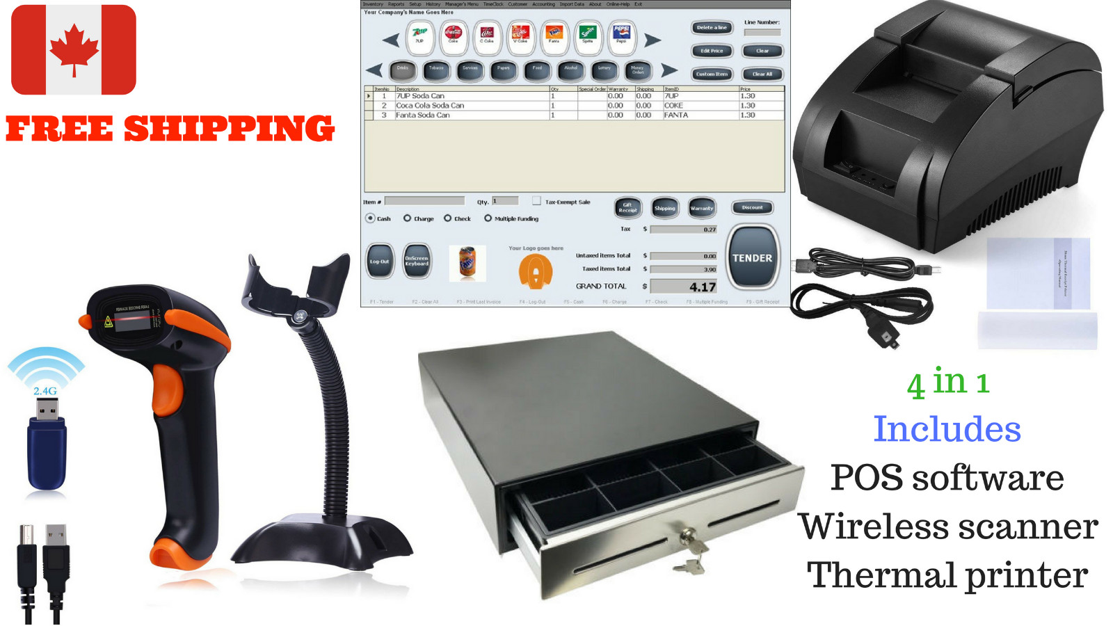 Low price Entry level POS  Point of Sale System Combo Kit Retail Store Canada