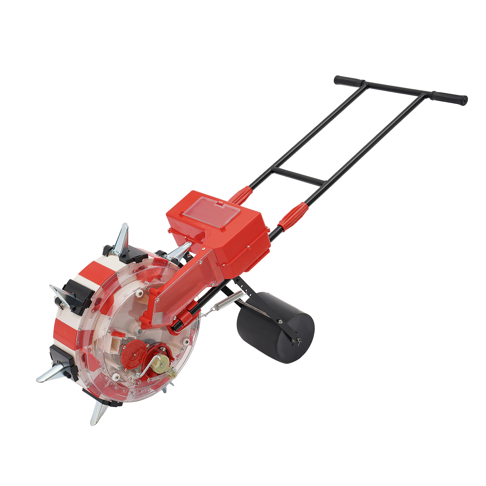 Manual Seeder 7 Nozzles Handheld Seeding Machine Hand Push Roller Seeder Red