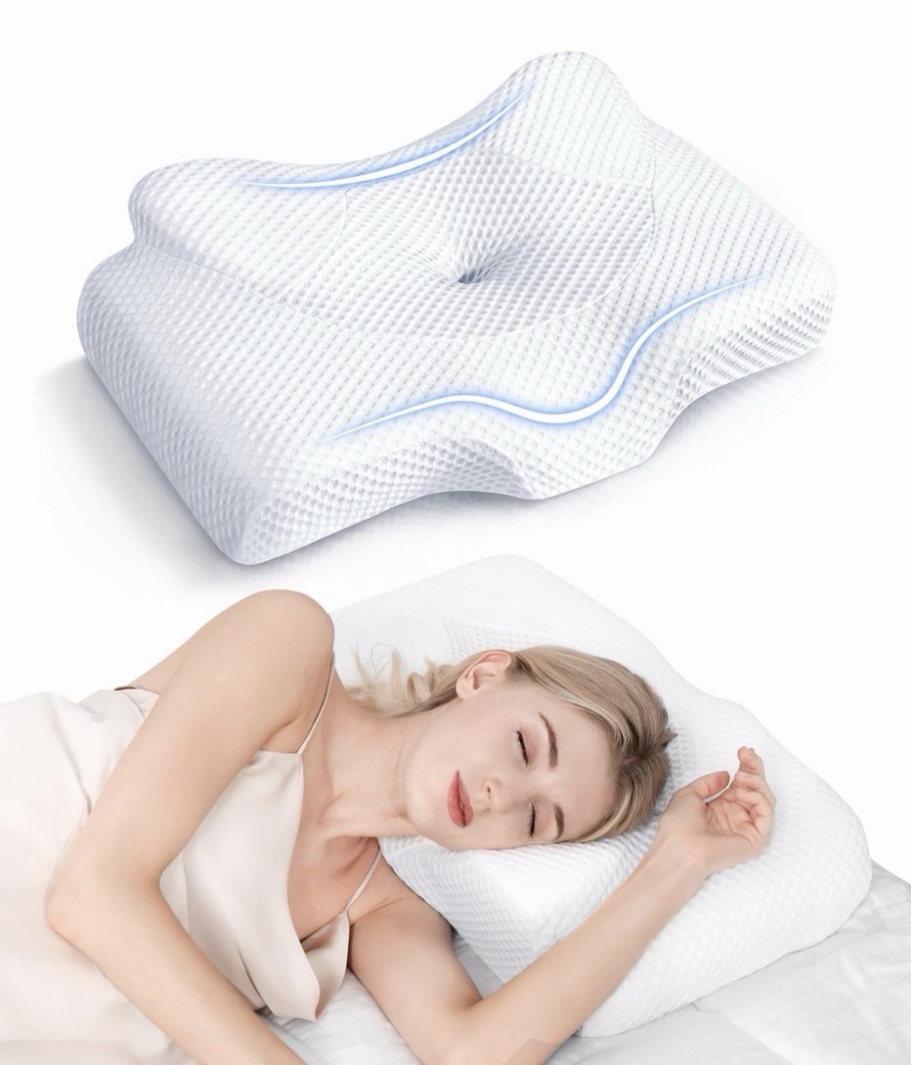 Osteo Cervical Pillow for Neck Pain Relief, Hollow Design Odorless Memory Foam C