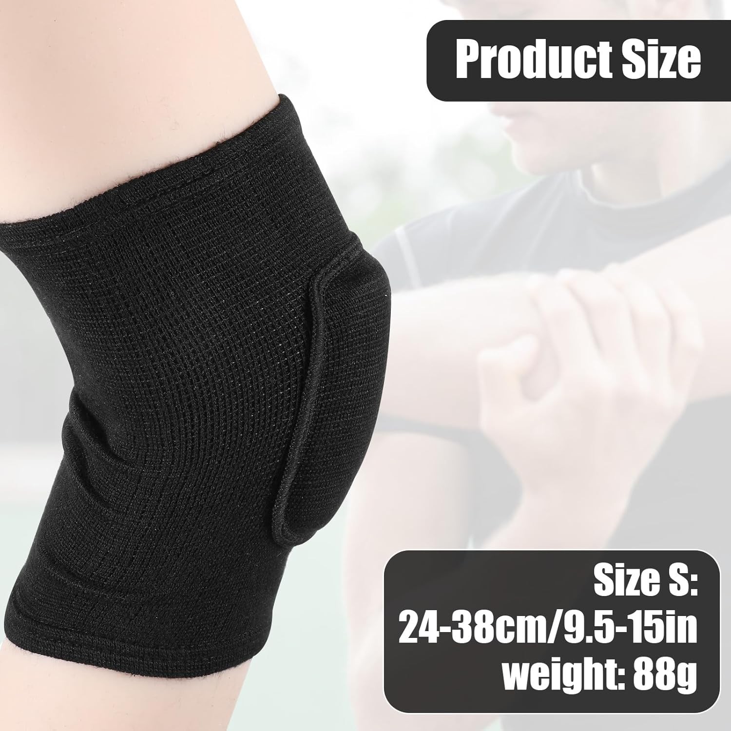 Elbow Pads with Thicken Sponge Pad 1 Pair Breathable One Size, Black