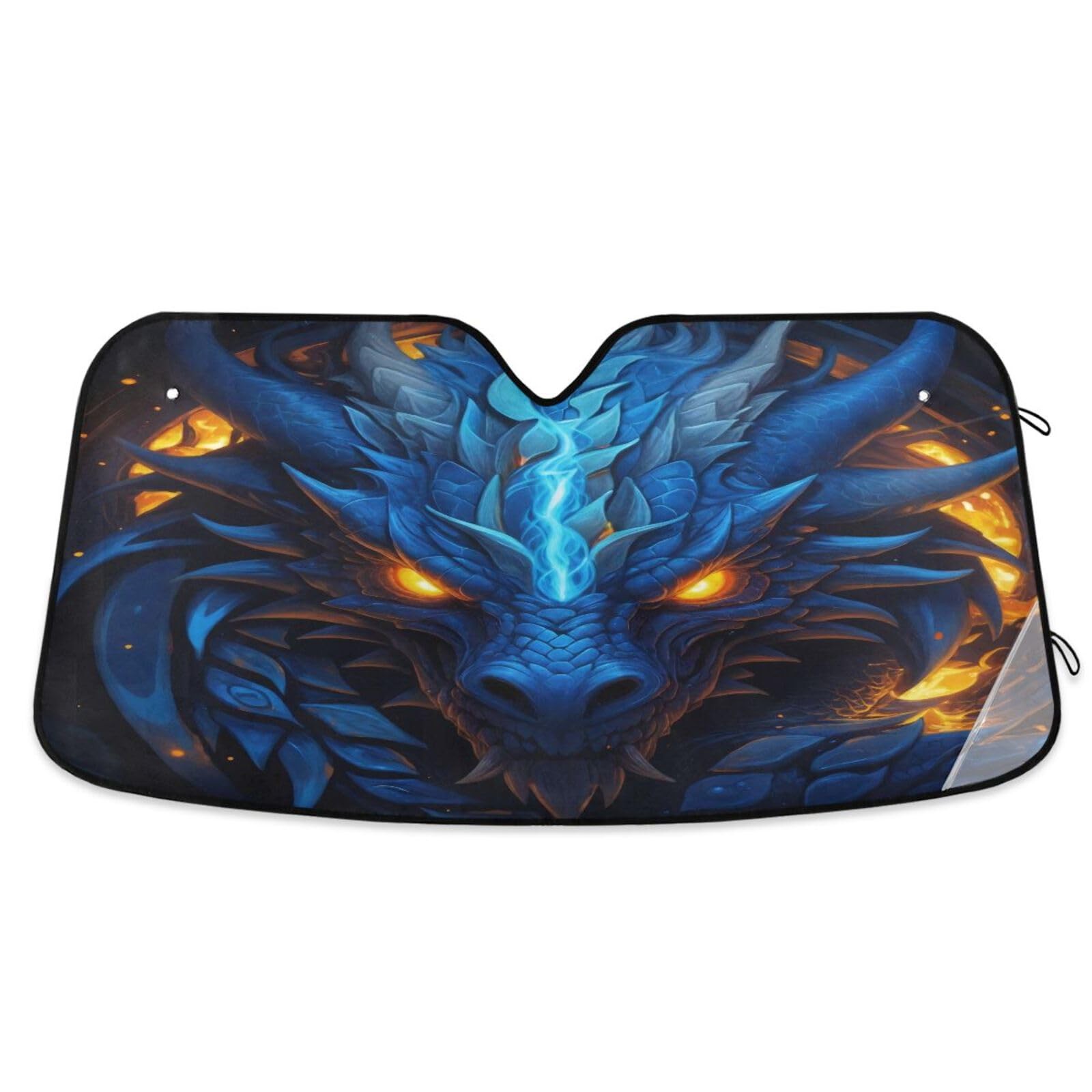 GOODOLD Blue Dragon Head Windshield Sun Shade for Cars, 57x31.5 Inch, C110