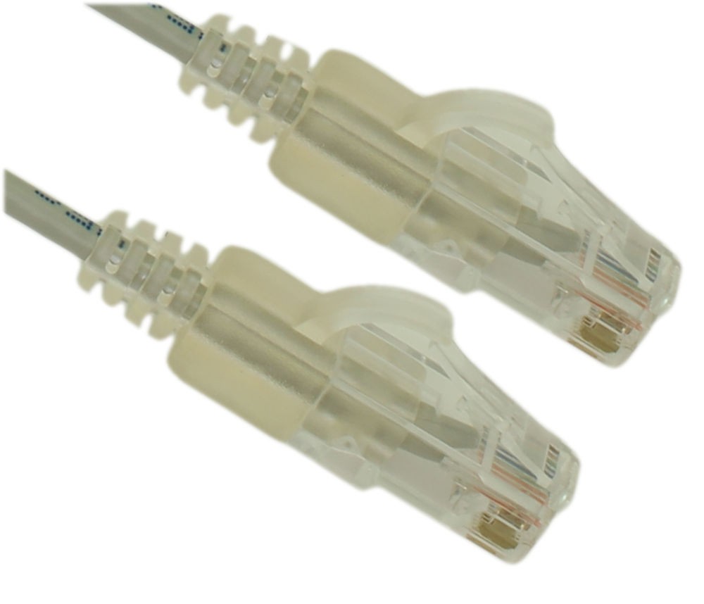8ft Cat6 SLIM Ethernet RJ45 Patch Cable  Stranded  Snagless Booted  GRAY