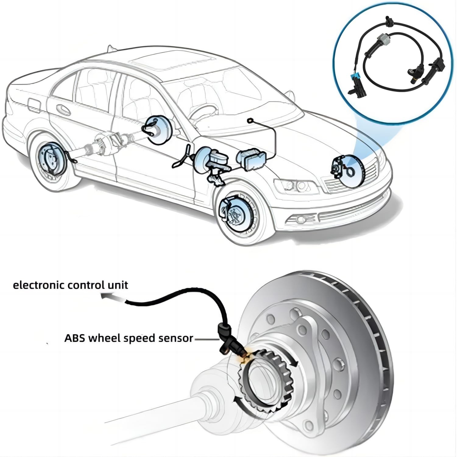 ABS Sensor Front Left Right Compatible for Chevy Silverado/Express/Suburban/T...