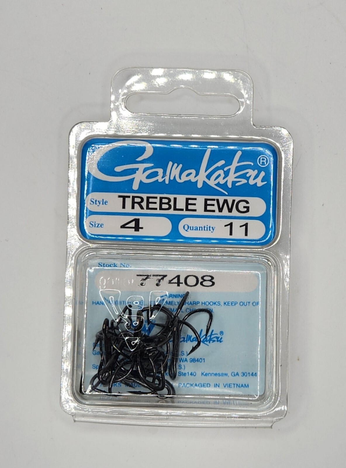Gamakatsu 77108 Extra Wide Gap (EWG) Bronze Treble Hooks - Size 4