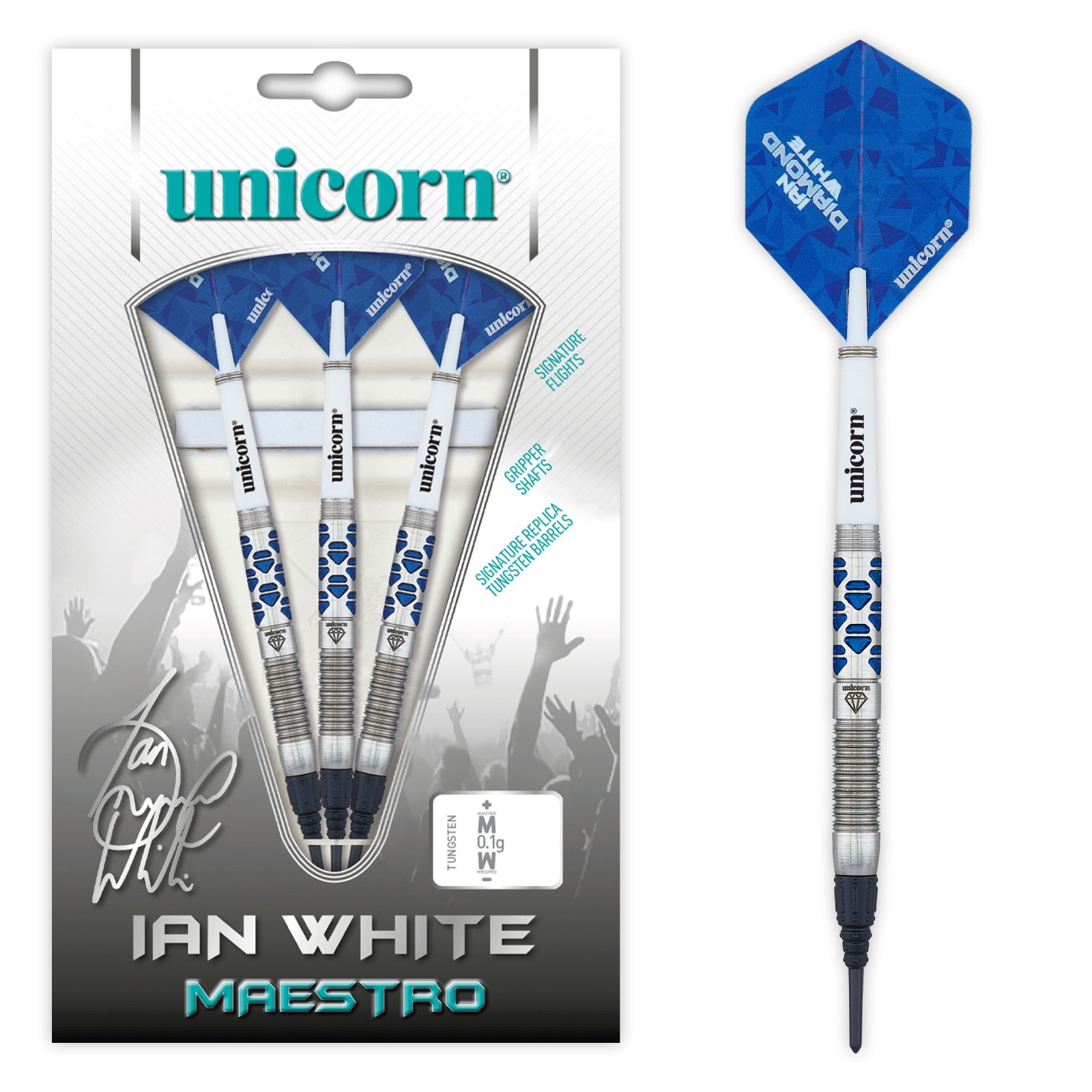 Unicorn Maestro Ian "Diamond" White Soft Tip Darts - 18g