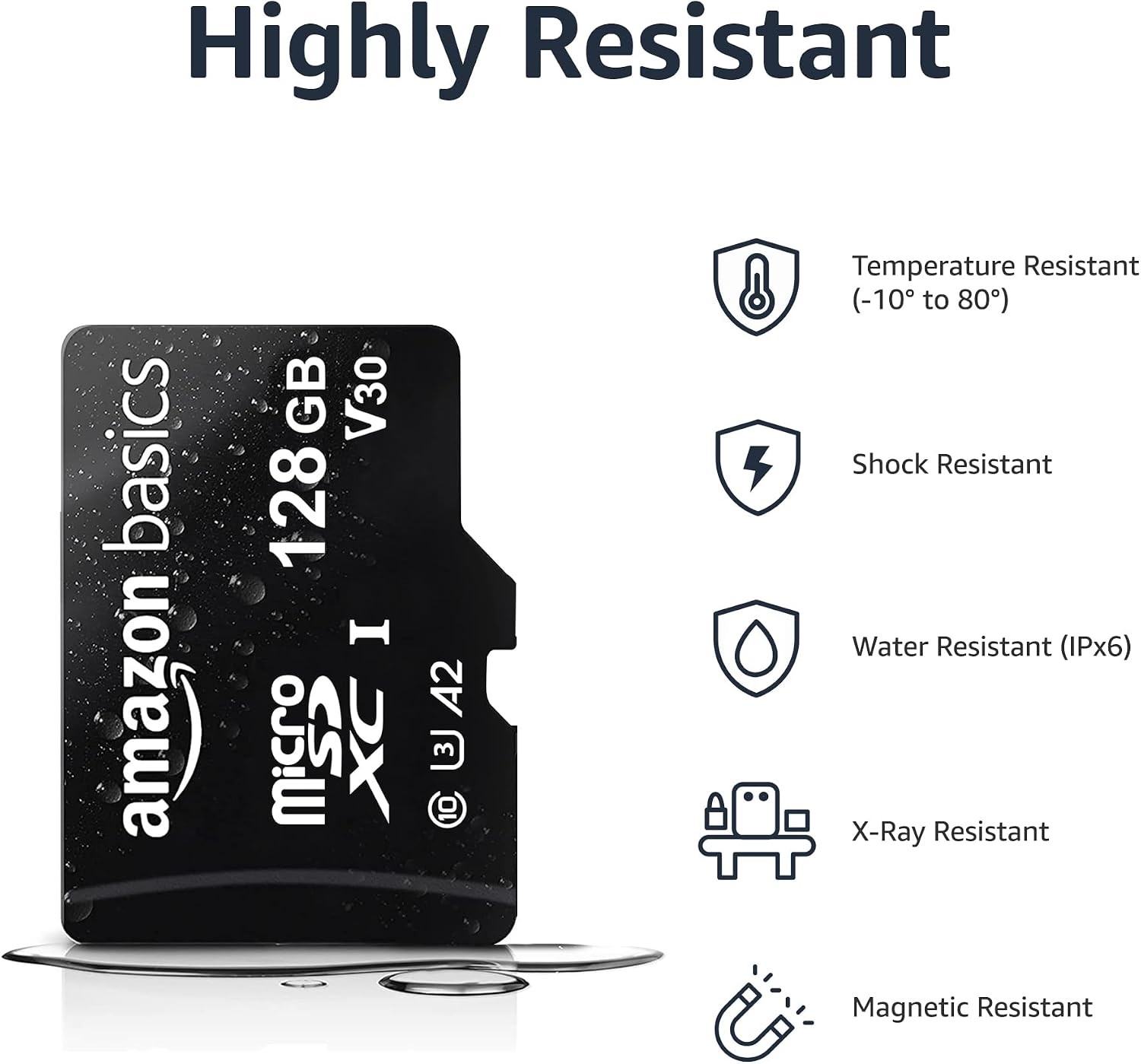 Amazon Basics microSDXC Memory Card w/ Full Size Adapter, A2, U3, Read Speed up
