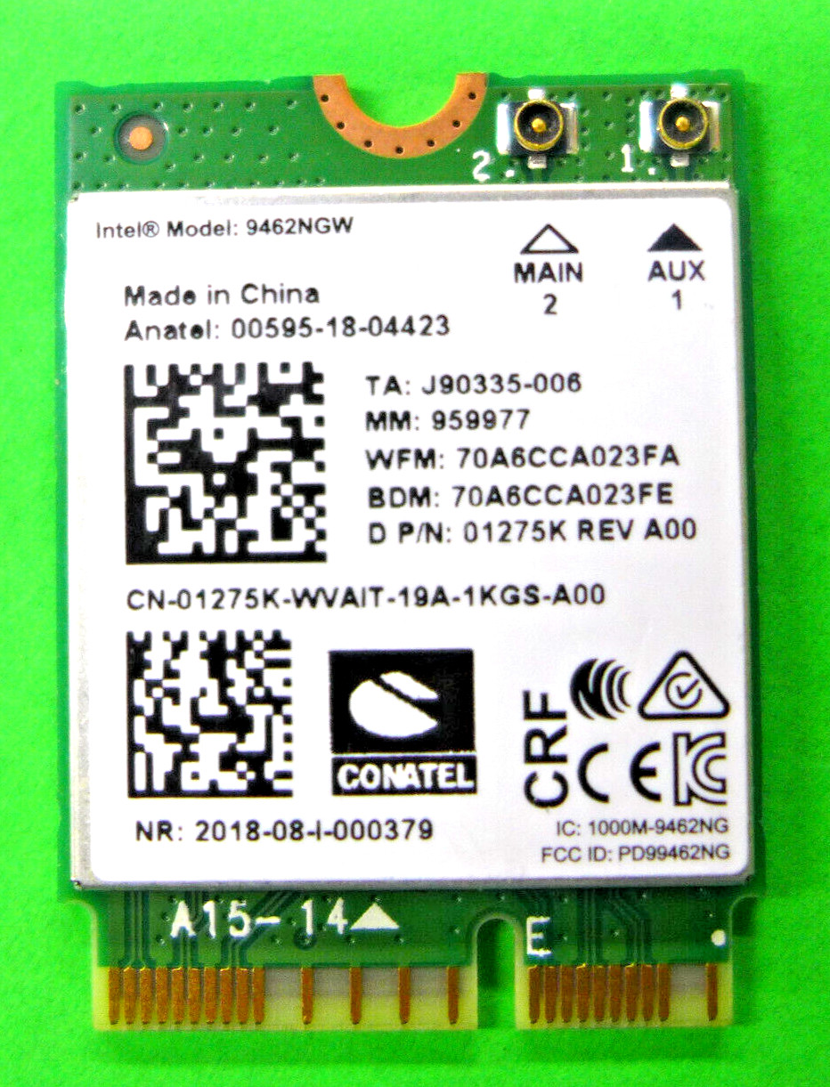 Dell Inspiron 7786 Intel 9462NGW WLAN WiFi +BT 5.0 Wireless Card REV A00 1275K