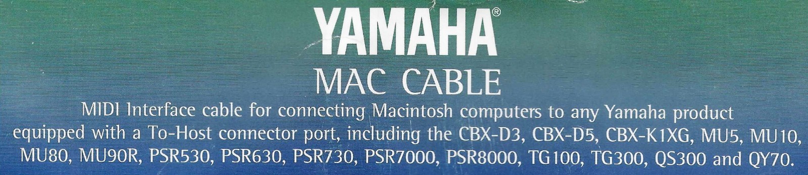 YAMAHA Mac Cable Computer to Yamaha Device. New Old Store-Stock. No Longer Avail
