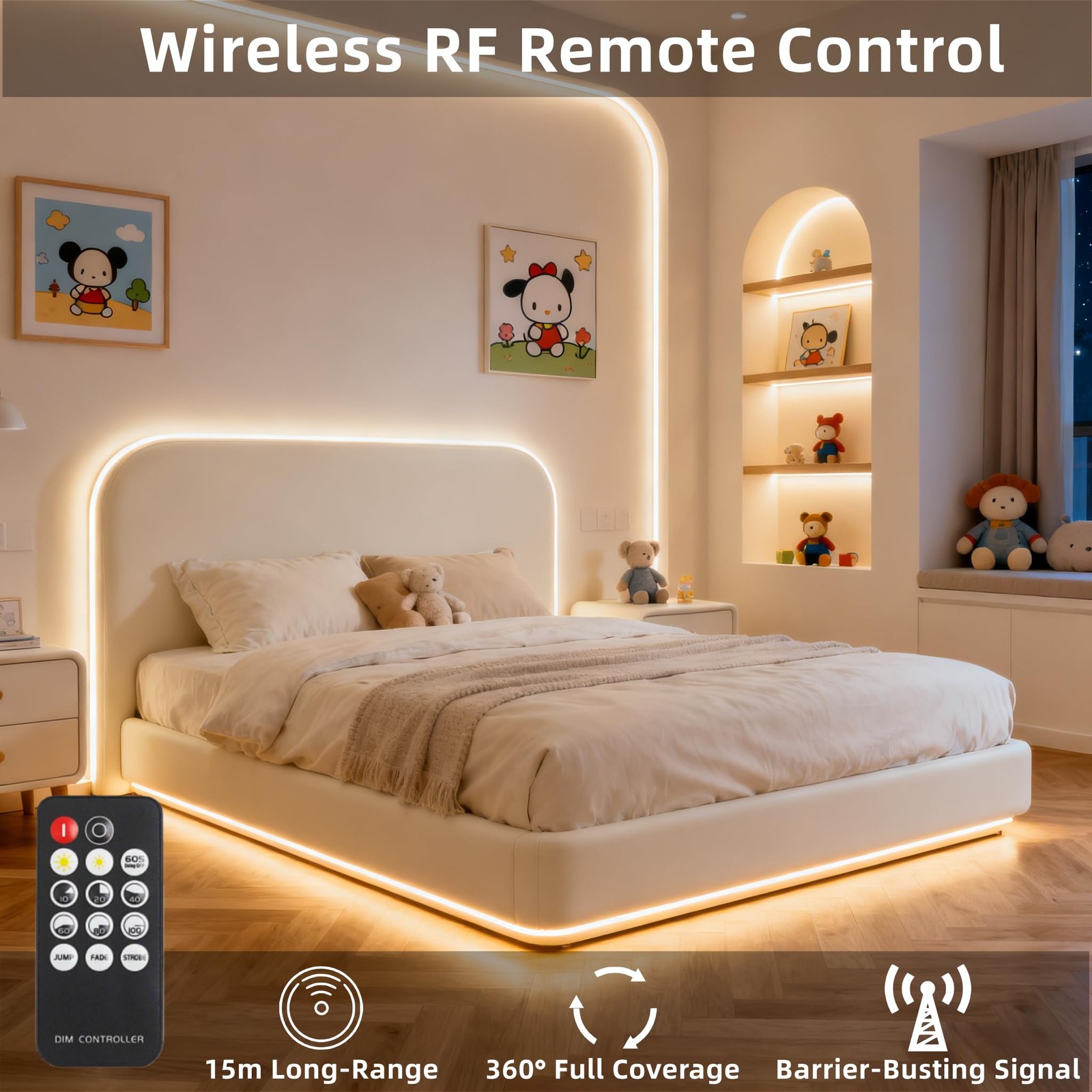 COB LED Strip Light with Remote, 16.4ft, 3000K Dimmable, Warm White LED Light...