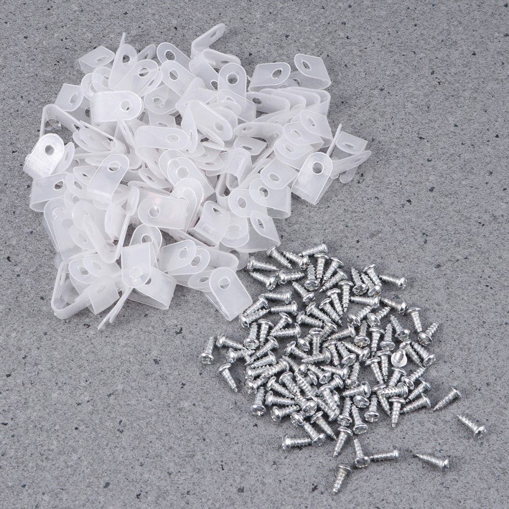 100 Pcs Nylon Plastic R-type Cable Clips Small Wire Clamp Holder