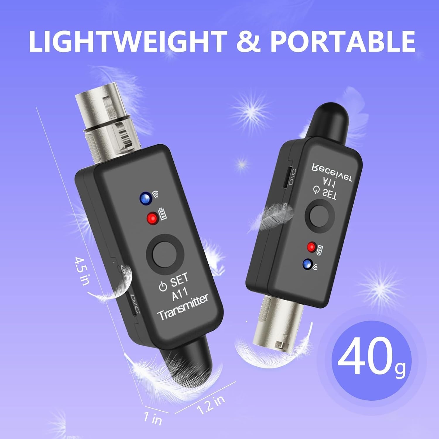 Wireless XLR Microphone System for Dynamic Microphone PA System and Audio Mixer