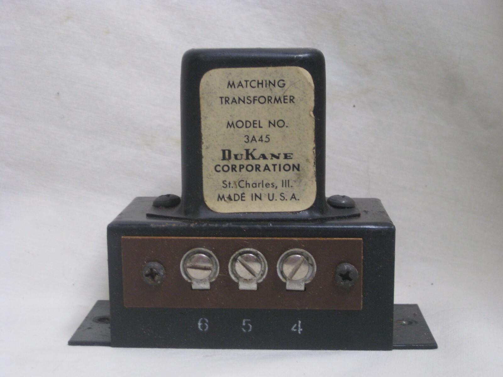 vintage DUKANE MATCHING TRANSFORMER MODEL NO. 3A45