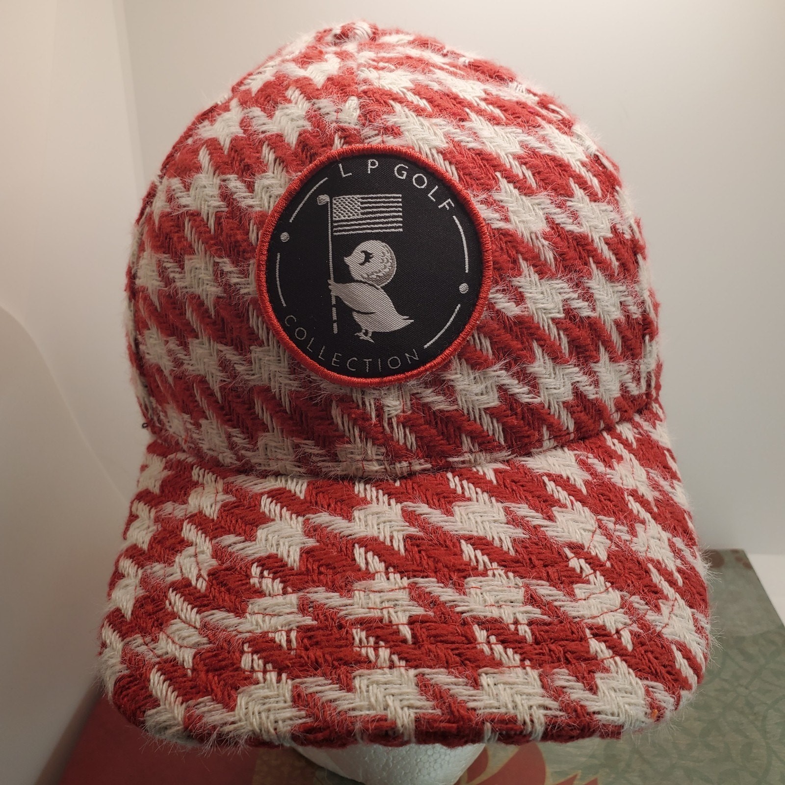 LP Golf Club Cheeky Chachi Red & Cream Houndstooth Strapback Golf Hat Cap