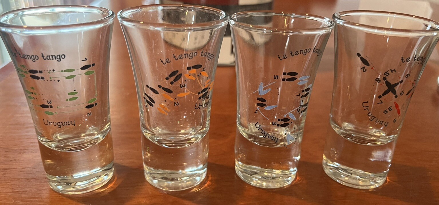 Te Tengo Tango Dance Shotglass Set Of 4 Heavy Glass Uruguay