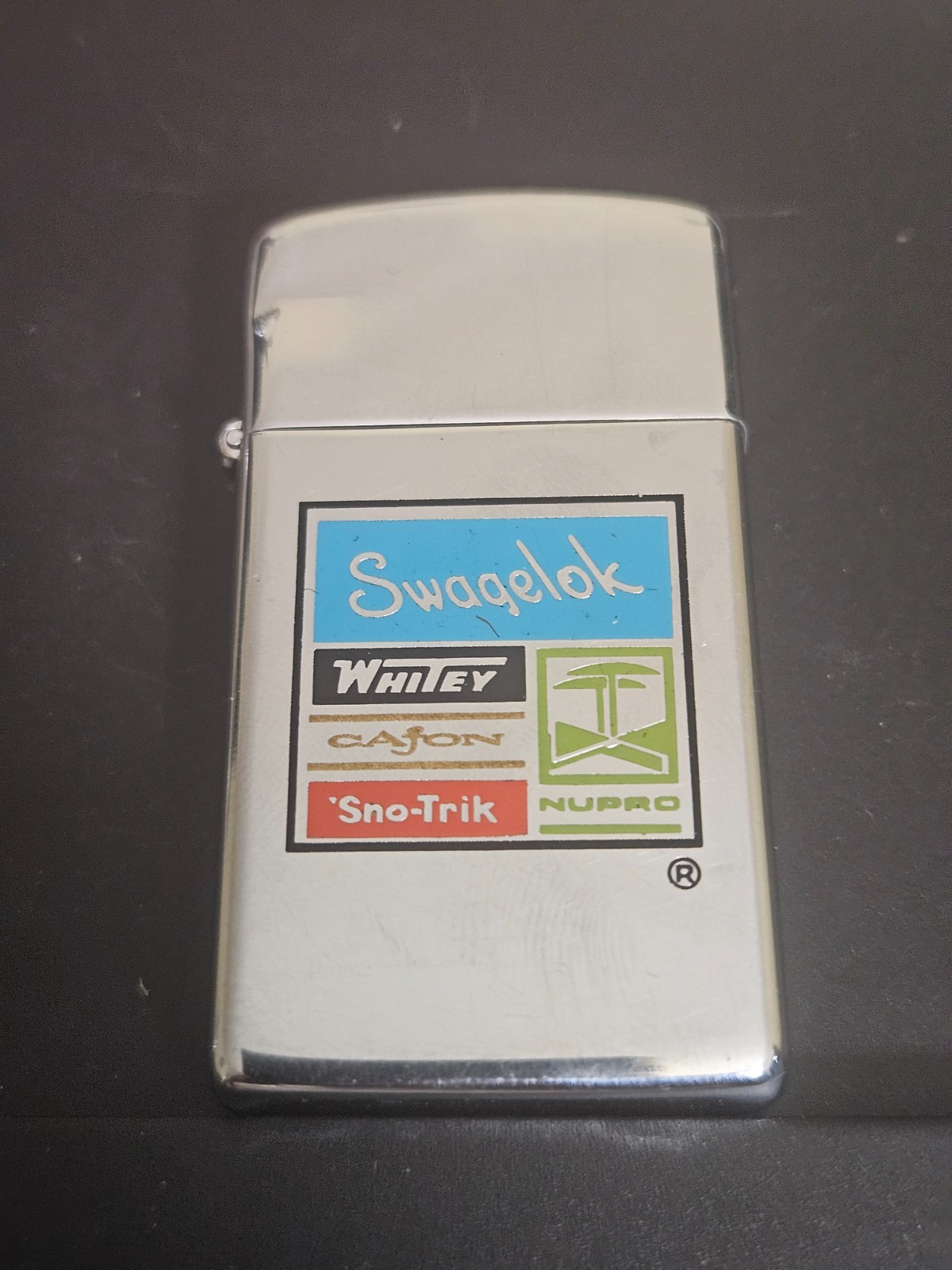 Swagelok Slim Zippo - 1984 - high polish chrome - USED - great condition