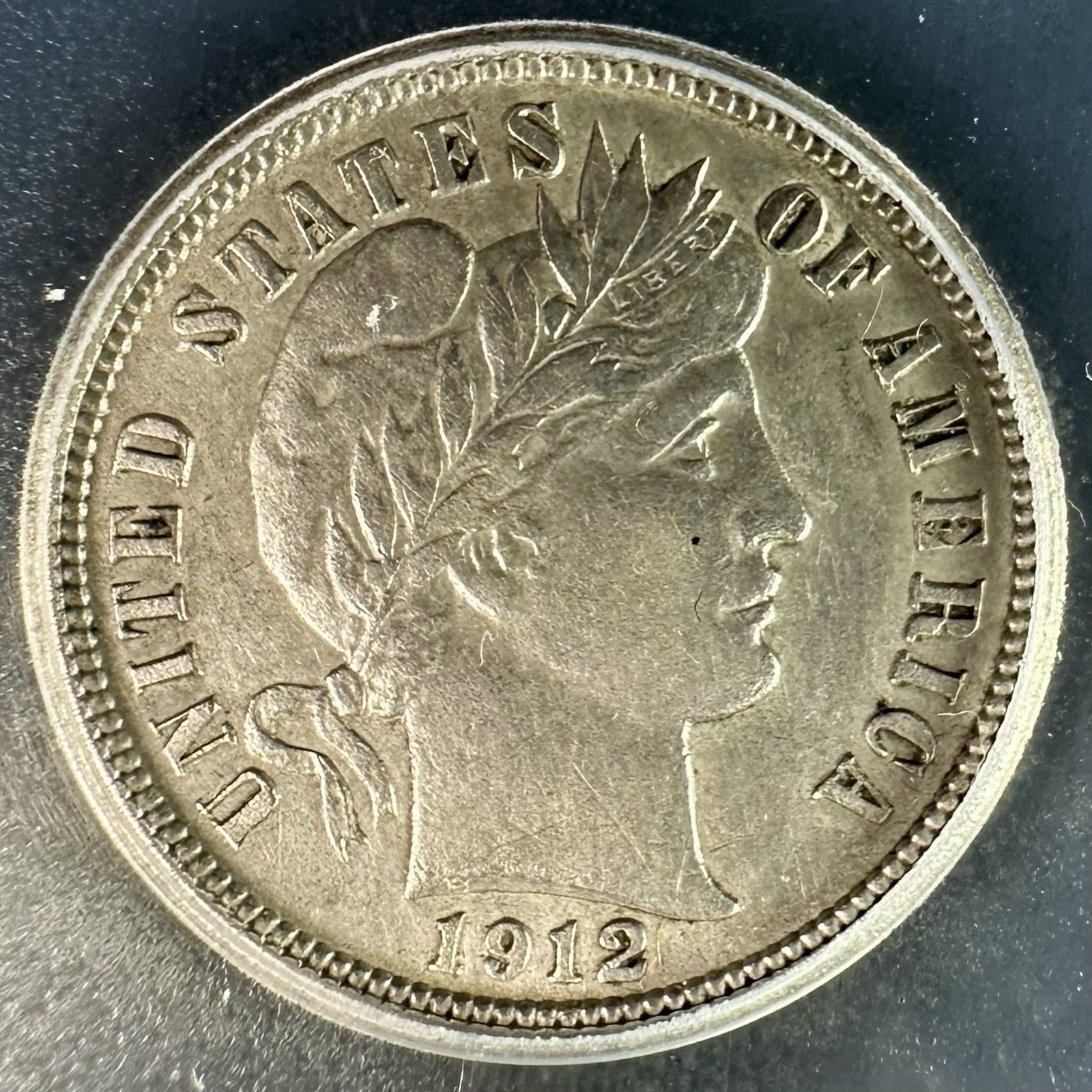 1912 (P) Barber Dime - ICG AU55 Details (Cleaned) - Bold Details, Certified Coin