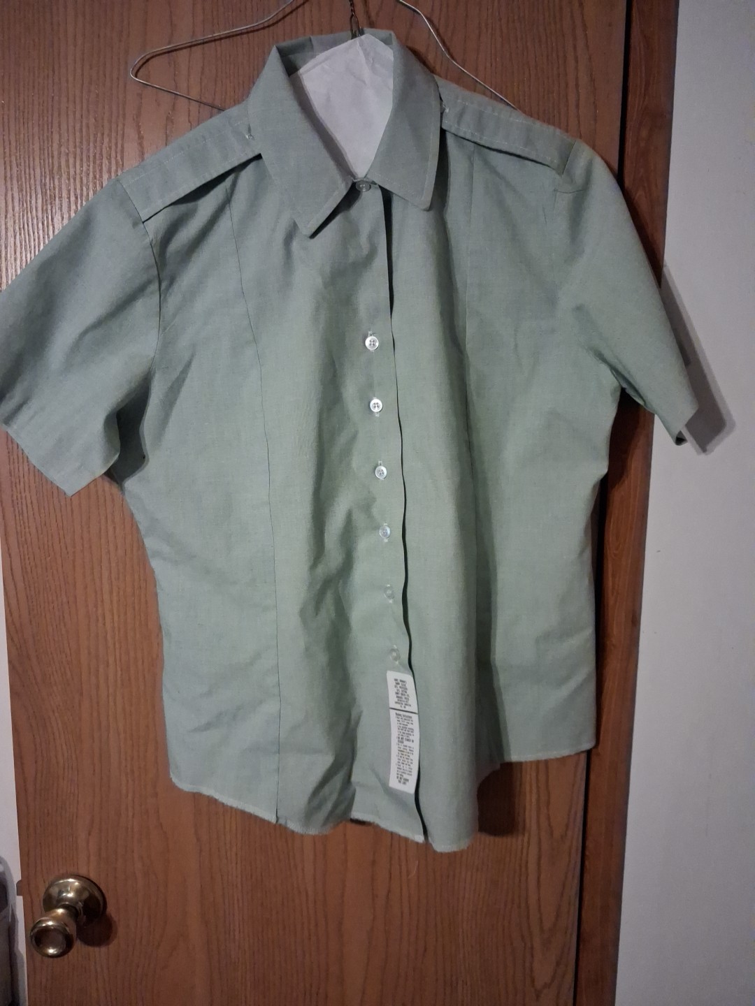 ARMY SHORT SLEEVE SHIRT WOMAN TUCK-IN GREEN SZ 18R ( 43")