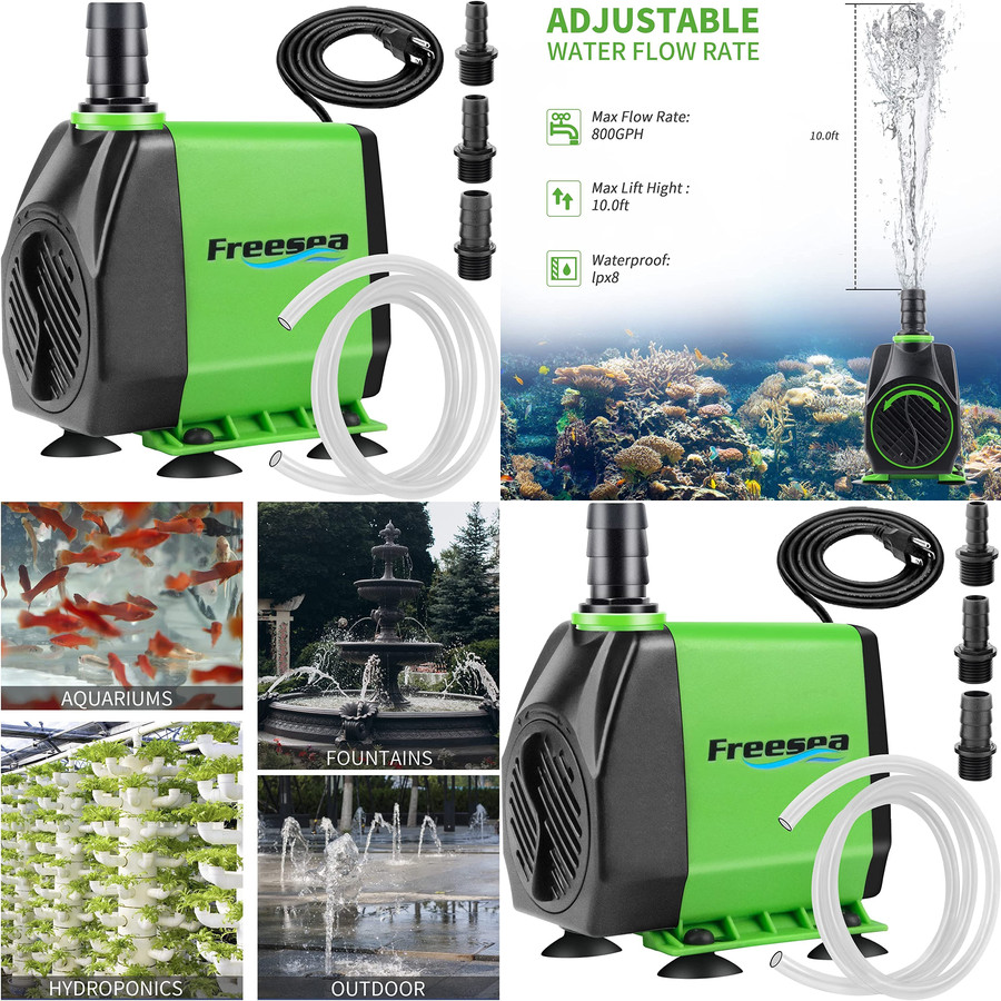 Bomba De Agua Sumergible 800GPH Acuario Pecera Fuente Estanque Silencioso 45W