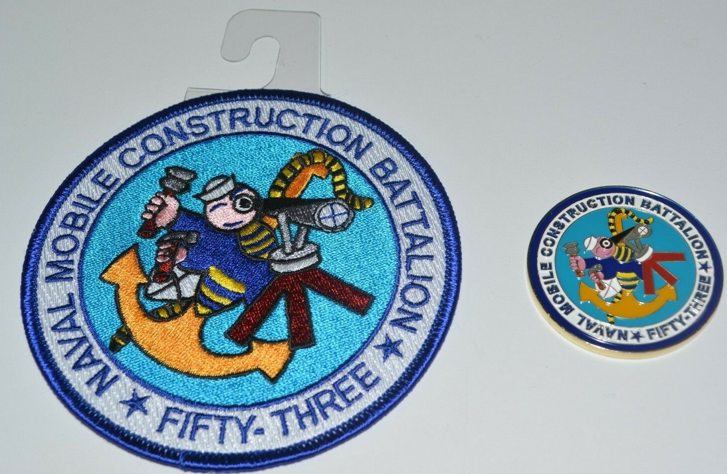 US NAVY NMCB CONSTRUCTION BATTALION 53 Fifty Three Challenge Coin Patch Seabees