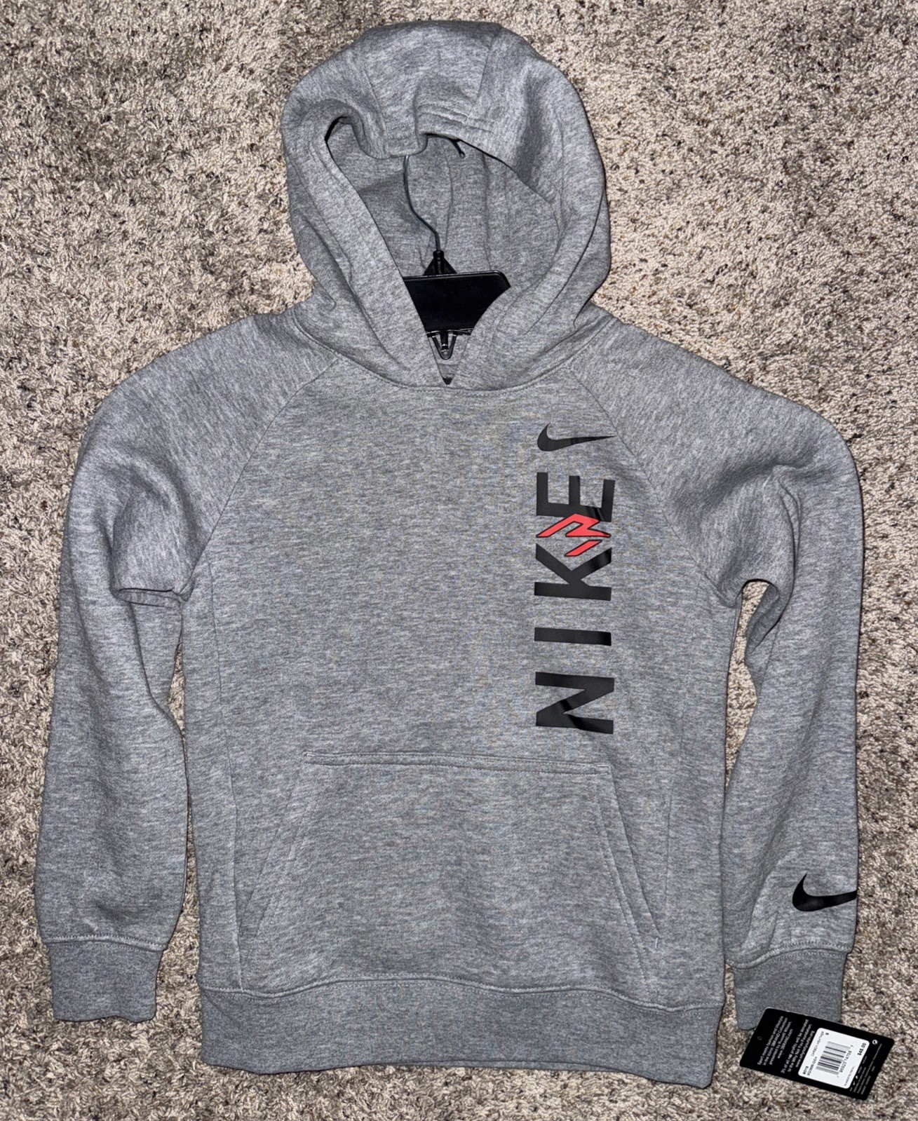 Nike 3BRAND Long Sleeve Sweatshirt Gray Hooded Boys Youth Small