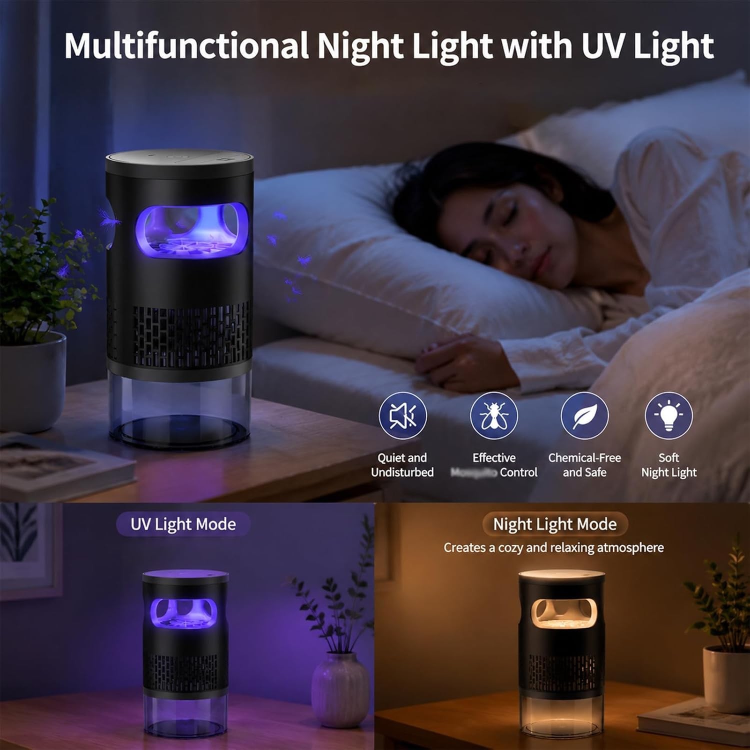 Electric Mosquito Insect Fly Bug Zapper Killer LED Light Trap Lamp Rechargeable