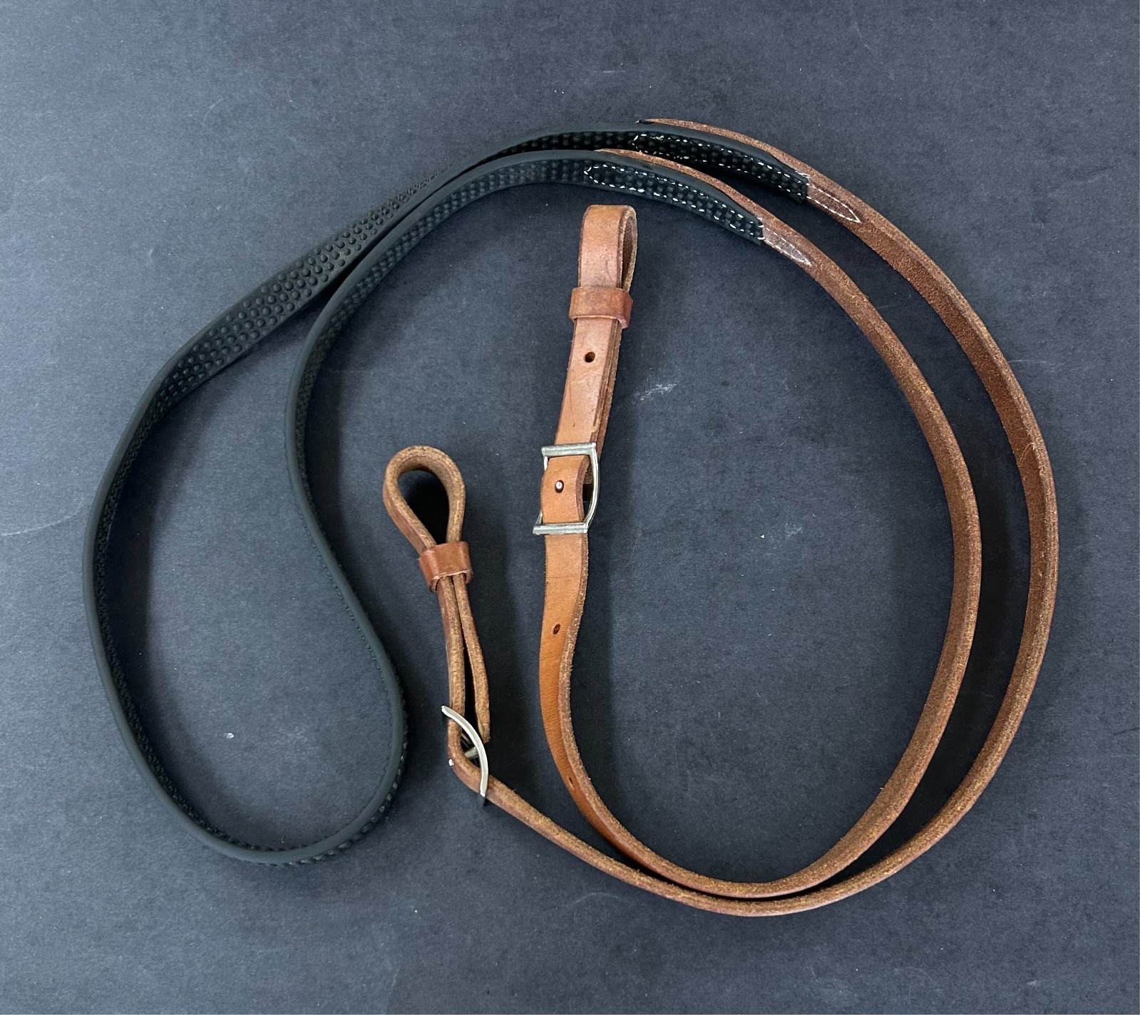 Weaver Medium Brown Leather and Non Slip Grip Horse Reins 1" Width