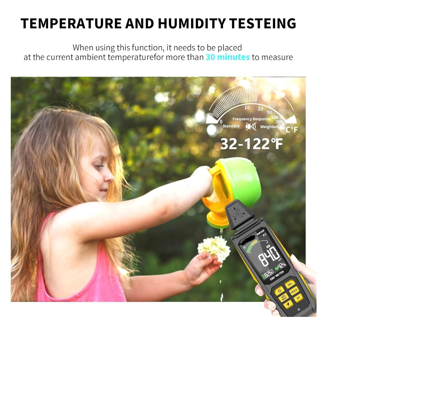 EMF Meter 5 in 1 Rechargeable Digital Electromagnetic Field Radiation EF RF MF