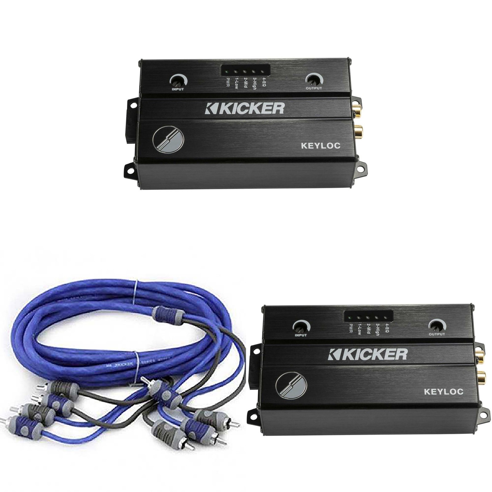 Kicker (2) 47KEYLOC Key Series Smart Powered Line-Out Converter & 46KI46 6 Me...
