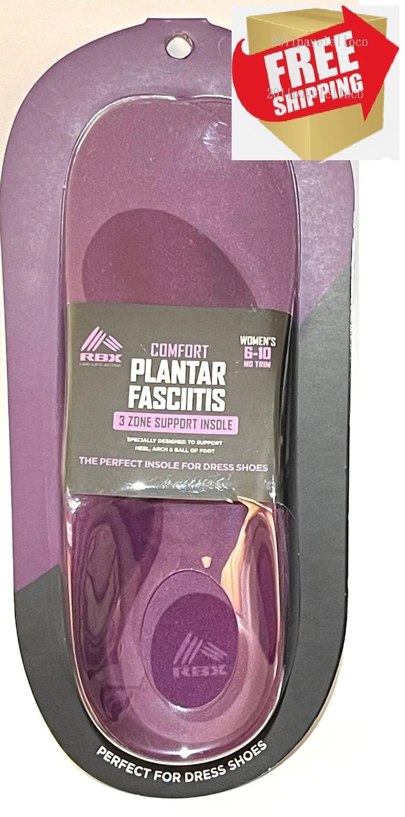 RBX  Comfort Plantar Fasciitis 3 zone Support Insole women's 6-10 no trim