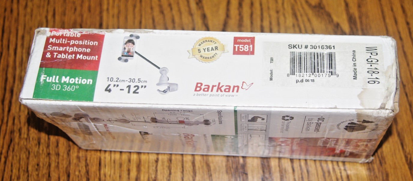 Barkan Portable Multi-Position Smartphone and Tablet Mount 4" - 12" Edge Mount