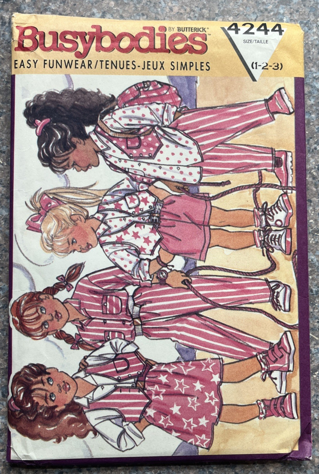 Butterick Busybodies 4244 Sewing Pattern 80's Toddler Girls Outfits in sz 1-2-3