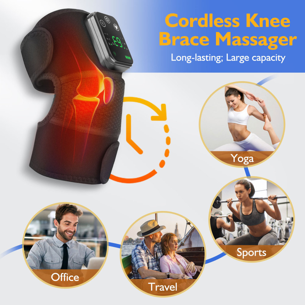 Electric Knee Massager Heated Vibration Joint Brace Therapy Shoulder Pain Relief